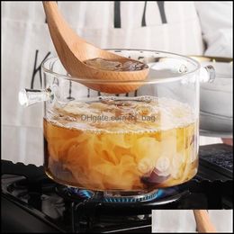 Bowls Transparent Glass Bowl Kitchen Utensils Household Heat-Resistant Soup Porridge Pot Microwave Heating Cy51108 Drop Del Mjbag Dhghc
