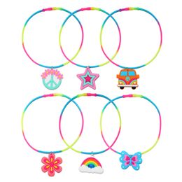 Bohemian Hippie Silicone Collana per bambini Cartoon Rainbow Butterfly PVC Collar Collana Collana Gioielli Fashi