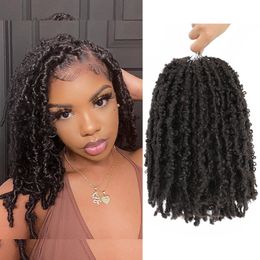 14 Inch Butterfly Locs Hair Distressed Synthetic Crochet Braiding Hair Extension 80g/pcs Pre Looped Brown LS15