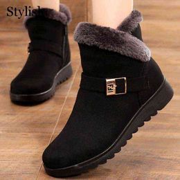 Boot Winter Women Shoe Solid Flat Plush Warm Snow Botte Sneaker Zipper Ankle Casual Woman 220805