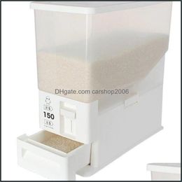 Dinnerware Sets 5Kg Rice Bucket Matic Metering Container Sealed Storage Box Insect-Proof Grain Bin For Kitchen Restauran Carshop2006 Dhsfv