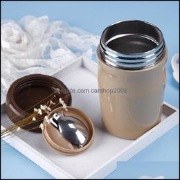 Dinnerware Sets 500Ml Portable Kids Bento Box 304 Stainless Steel Vacuum Insated Lunch With Spoon Student Stew Beaker Con Carshop2006 Dhxzc