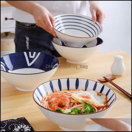 Bowls Japanese Ramen Bowl Household Large Instant Noodle Ceramic Hat Soup Tableware Drop Delivery 2021 Home Garden Kitchen Din Mjbag Dhtvr