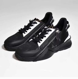 Luxury Men FLOW Sneakers Shoes Mesh Breathable Man Zipper Skateboard Rubber Runner Sole Tech Fabrics Casual Walking Trainer EU38-46