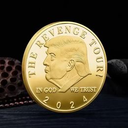 gift box gold Canada - Trump 2024 Coin Commemorative Craft The Revenge Tour Save America Again Metal Badge Gold Silver FY4727 sxaug20