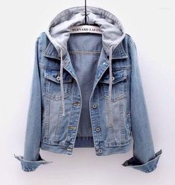Women's Jackets Cultivate One's Morality Show Thin Hooded Long-sleeved Short Jean Jacket Female Tank Top Coat Students