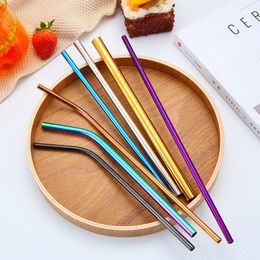 304 Stainless Steel Straw Milk Tea Coffee Straight Drinking Straws Creative Colourful Stirring Tube WJ0050