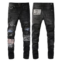 Jeans Nuevo dise￱ador de moda para hombres Jeans rasgados Pantalones de mezclilla de lujo Pantalones de cremallera angustiados para el hombre 2022 Top