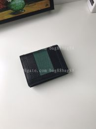 Realfine Bags 5A 523155 11cm Ophidia Card Case Wallet Handbag Black Canvas Purses For Women with Dust bag325l