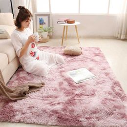 Carpets Living Room Bedroom Carpet Crawling Mat Cute Simple Plush Tie-dye Sofa Cushion Safe Non-slip Home Decoration ProductsCarpets