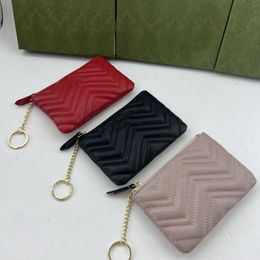 Luxury Brand Womens Key Wallets Classic Letter Female Zipper Coin Purses Multi-card Ladies Storage Wallet Soft Leather Clutch Bag With Key Chain