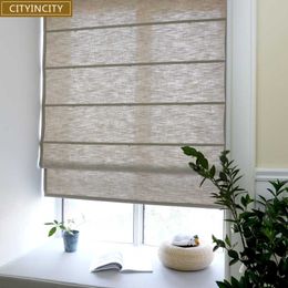 Curtain & Drapes Solid Faux Linen Roman Blind For Living Room Half Blackout Blinds Roller Kitchen Window CustomizedCurtain