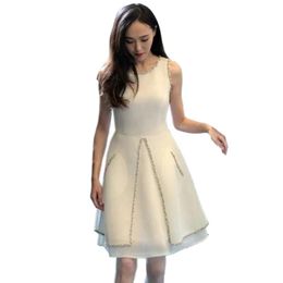 Party Dresses Fashion Scoop-neck Sleeveless A-line Above-knee Organza-satin Homecoming Dresses/formal Gowns Pockets&beaded DressesParty