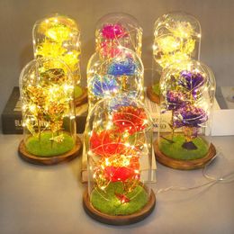 Strings Night Lights Three Rose Flower Glass Dome Fairy String Party Decoration Ornaments Gift For Valentine DayLED LED