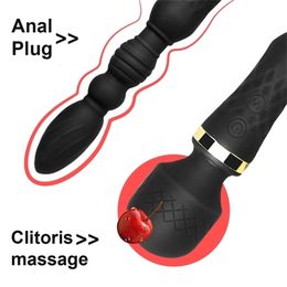 Sex Massager electronic Powerful Dildo Vibrator Female Clitoris Stimulator Anal Bead Dual Motor Plug