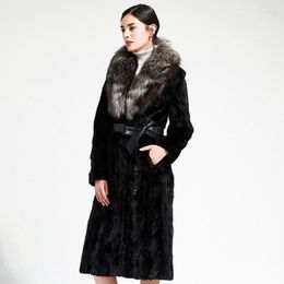 Women's Fur & Faux Real Coat With Collar Winter Mink Coats Women Clothes 2022 Elegant Thick Warm Long Jacket Belt 2024