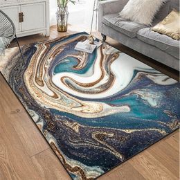 Carpets Living Room Bedroom Carpet Crawling Mat Modern Blue Gold Marble Sofa Cushion Safe Home Non-slip Decorative ProductsCarpets