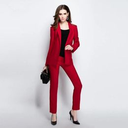 Women's Two Piece Pants Slim Fit Formal Ladies Office Wear Suit Uniform Designs Women Evening Bussiness Trouser Suits Blazer SuitsWomen's