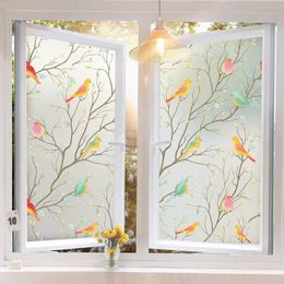 Window Stickers Privacy Film Decor Frosted Glass Non-Adhesive Bird Static Cling For Door Heat Control Anti UVWindow