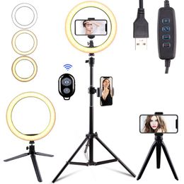 Compact Mirrors Inches Multifunction LED-Ring Light Adjustable Tripod 3 Modes 10 Brightness Levels Fill Dimmable Lamp For Desk MakeupCompact