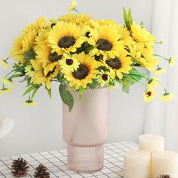 Decorative Flowers & Wreaths Idyllic Small Fresh Artificial Single Sunflower Fake Living Room Home Furnishings 7 Heads Of Korean SunflowerDe