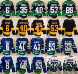 Men Hockey 53 Bo Horvat Jersey 6 Brock Boeser 40 Elias Pettersson 43 Quinn Hughes 35 Thatcher Demko 22 Daniel Sedin 33 Henrik 10 Pavel B