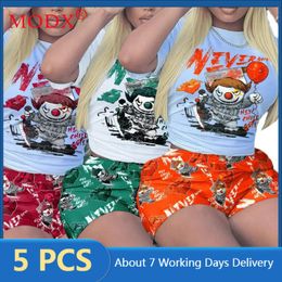 Women's Tracksuits Sets Bulk Items Wholesale Lots For Women Summer 2022 Printing 2 Piece Set Outfits T Shirt And Booty Shorts M9974Women's