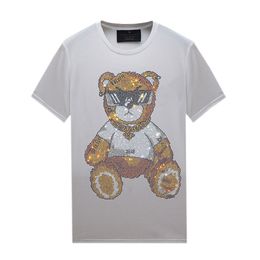 Summer Vintage Rhinestone Short Sleeve T-shirt for Men Women with Designs - Crew Neck Pullover Tops Casual Cotton Blend