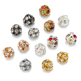 Other 30pcs/Lot Copper Plated Glass Rhinestone Ball Bead Imitate Crystal Spacer Loose Beads For Jewellery Making Supplies DIY BraceletOther