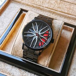Watch Boxes & Cases Cool Men's Student Waterproof Black Technology Wheel Hub Mechanical WatchWatch