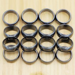 6mm High Quality Hematite Rings Not Magnetic Women Party Jewellery Smooth Cut Face Black Friend Gift Anillos Accessories