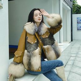 Women's Fur & Faux 2022 Sheepskin Jackets Real Leather Coats With Natural Collar Genuine Mink And Red Bottom