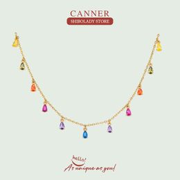 Canner Stars Moon Real 925 Sterling Silver Necklace for Women 2022 Jewellery Pearl Fancy Diamond Chain Choker Bijoux