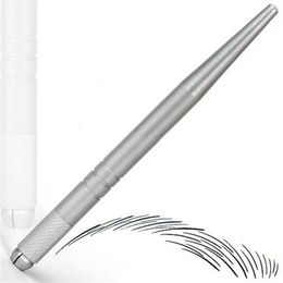 microblade pen NZ - Whole- Silver professional permanent makeup pen 3D embroidery manual tattoo eyebrow microblade 50pcs lot225h