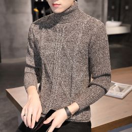 Men's Sweaters Christmas Turtleneck Mens Autumn Wool Sweater Male High Neck Korean Style Slim Handsome Youth Casual Knitted SweaterMen's