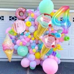 -1Set Ice Cream Donut Lippen Popcorn Süßigkeiten Folienballons Babyparty Happy Birthday Party Dekoration Ballon Boy Girl Kinder Süße Toys266b