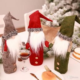 Noel cüceleri şarap şişe kapağı el yapımı İsveç tomte cüceler Noel baba şişe toppers çantalar tatil ev dekorasyonları fy3322 0821