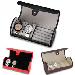 Watch Boxes & Cases Portable Travel Case Roll 2 Slot Wristwatch Box Storage Pouch Ring Earrings Wrist Jewelry Gift BoxWatch