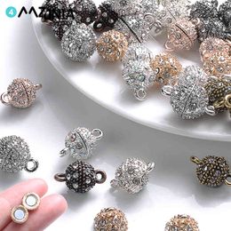 5 Pair Round Magnet Connected Clasps Beads Rhinestone Charms Pendant Diy Couple Magnetic Buckle for Jewellery Bracelet 14/16mm