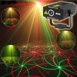 mini disco laser NZ - Mini LED Laser Projector Stage Lighting 4in1 Pattern Effect R&G Audio Star Whirlwind lamp Disco DJ Club Bar KTV Family Party Light280D