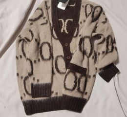 Women letter coffee sweater coat Loose Knitted Cardigan Top Autumn and Winter Thicken Warm Outwear Knitted Jacket