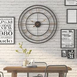 Wall Clocks Large Clock Retro European Style Watch Household Bedroom Iron Art Decor Black Frame Big Watches 60cmWall ClocksWall