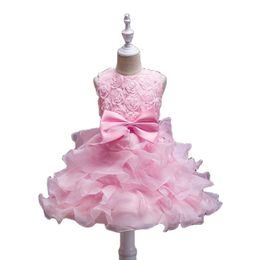 Girl's Dresses Princess Colour Lace Flower Girl Organza Girls Pageant Dress First Communion Kids Evening Gowns For WeddingGirl's