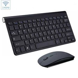 Mini portátil 2 4G Wireless Keyboard Mouse Combo com receptor USB para laptop para computadores de computadores de mesa e TV inteligente Fast 1294U