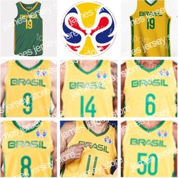 24 Team Brazils Basketball Jersey Brasils 9 Marcelinho HUERTAS 14 Marquinhos SOUSA Cristiano FELICIO Vitor BENITE Anderson VAREJAO Men