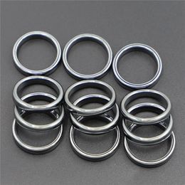 Fashion 4mm Hematite Rings Flat Arc Gallstone Couple Non-magnetic Relieve Anxiety Unisex Chakra Energy Jewellery Gift