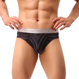 Underpants Sexy Men Underwear Briefs Mesh Thin Striped Jockstrap Gay Mens Cuecas Brief Bikini Low WaistUnderpants