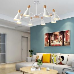 Pendant Lamps Nordic Horse Hoof Led Iron Chandelier Living Room Bedroom Study Creative Modern Solid Wood E27 Home Lighting