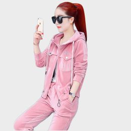 Women's Tracksuits Top Women Clothing Lady Clothes Set Tracksuit 2 Piece Hooded Corduroy Sporting Suit Female Spring / Autumn Tops Pants 014