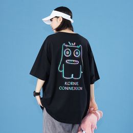 Women's T-Shirt Funny Reflective Anime Graphic Top Tees For Women 2022 Summer Casual Clothing Girls Oversized Hip Hop Streetwear Printed T S